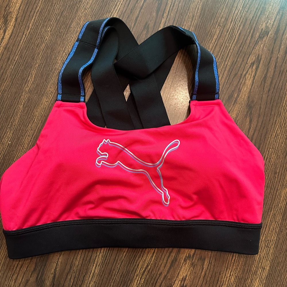 Puma Fuchsia and Black Athletic Bra